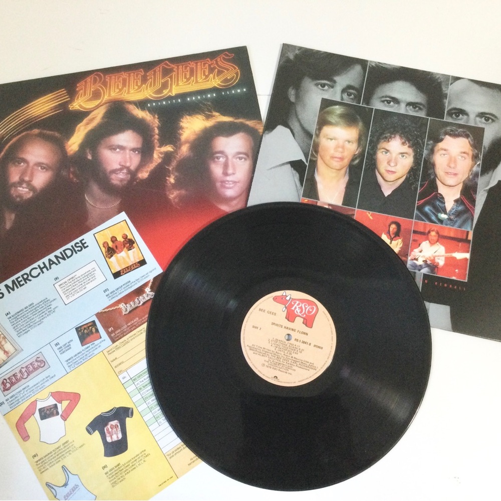Beegees 1979 Album Spirits Having Flown Vinyl Record LP plus Fan Club Paper